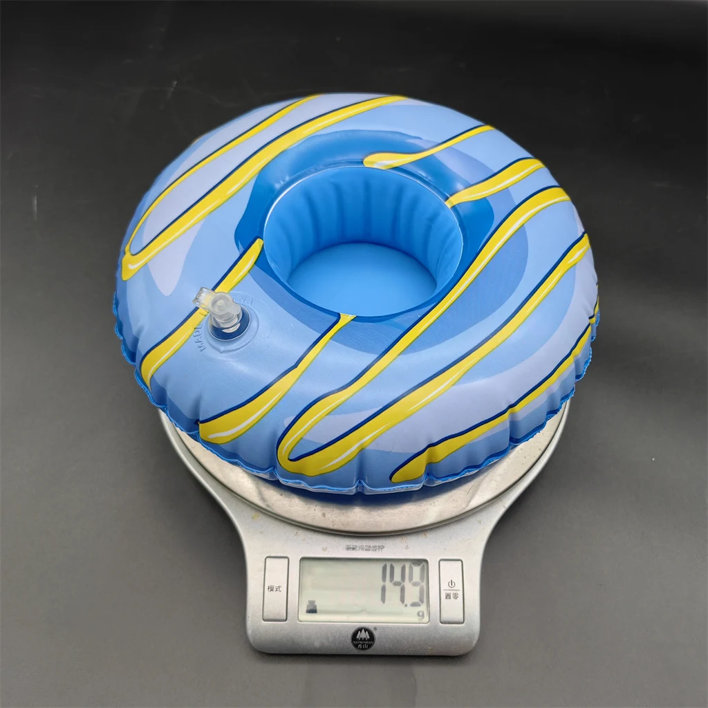 Hot selling blue donut wholesale new cheap custom summer party bucket floating inflatable beer cup drink holder tray for pool