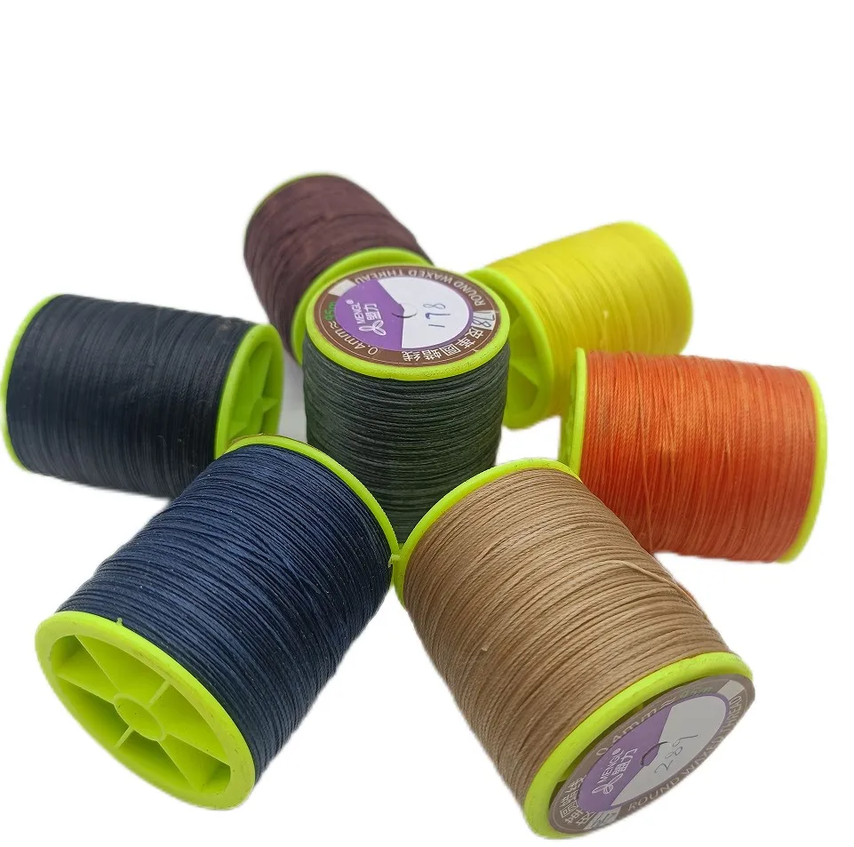 Hand Sewing 0.45mm Polyester Round Leather Twisted Braided Waxed Thread for Leisure Shoes