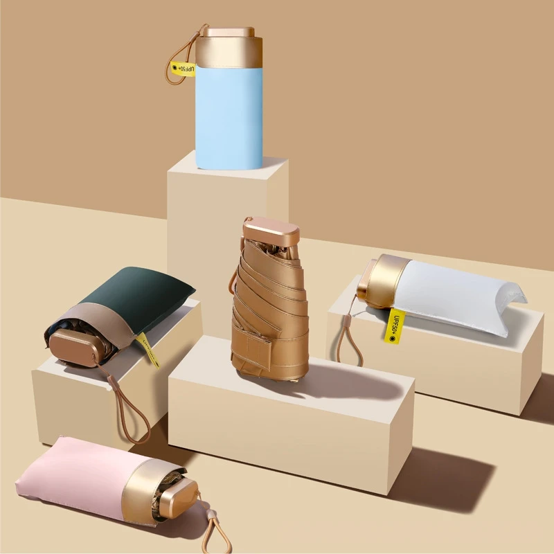 Mini 6-Bone 5-Fold Manual Durable Metal Pocket Umbrella Anti-UV Small Umbrella High Plastic Fashion Business Travel Gift