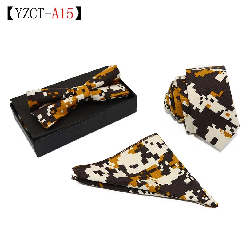  Новейший классический цветочный 100% хлопок индивидуальный тонкий шейный галстук подарочный набор для мужчин