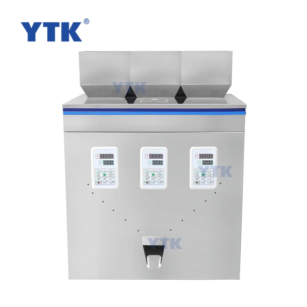 YTK-W200T Factory price triple weighing scale type dosing filling machine for powder granule particle small snacks parts