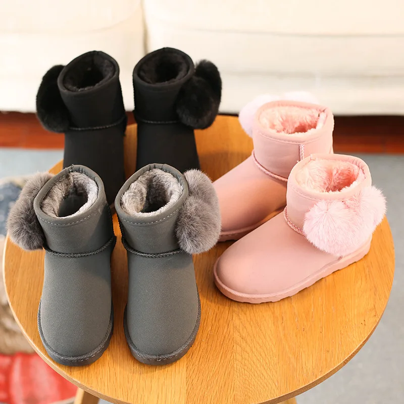 
2021 Winter Kids Fashion snow boots thick Child shoes warm plush heart shaped girl warm boots 