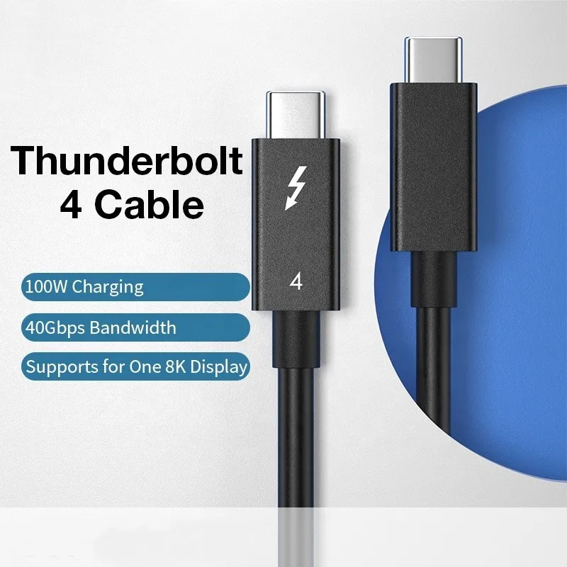 Thunderbolt Cable QGeeM Thunderbolt 3/4 20/40Gbps with Intel Certified Cable 5A 8K@60Hz USB 4 Compatible with More Type C Device