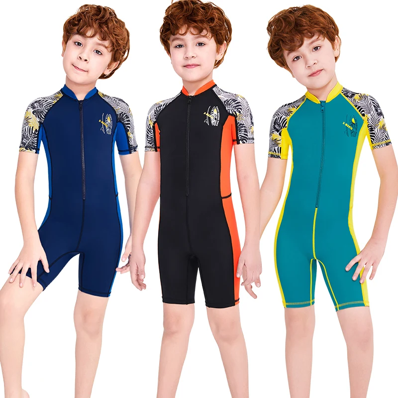 2mm 3mm Short Sleeve Lycra Child Wetsuit Swimsuit Front Zipper Kids Diving Suit shorty wetsuit