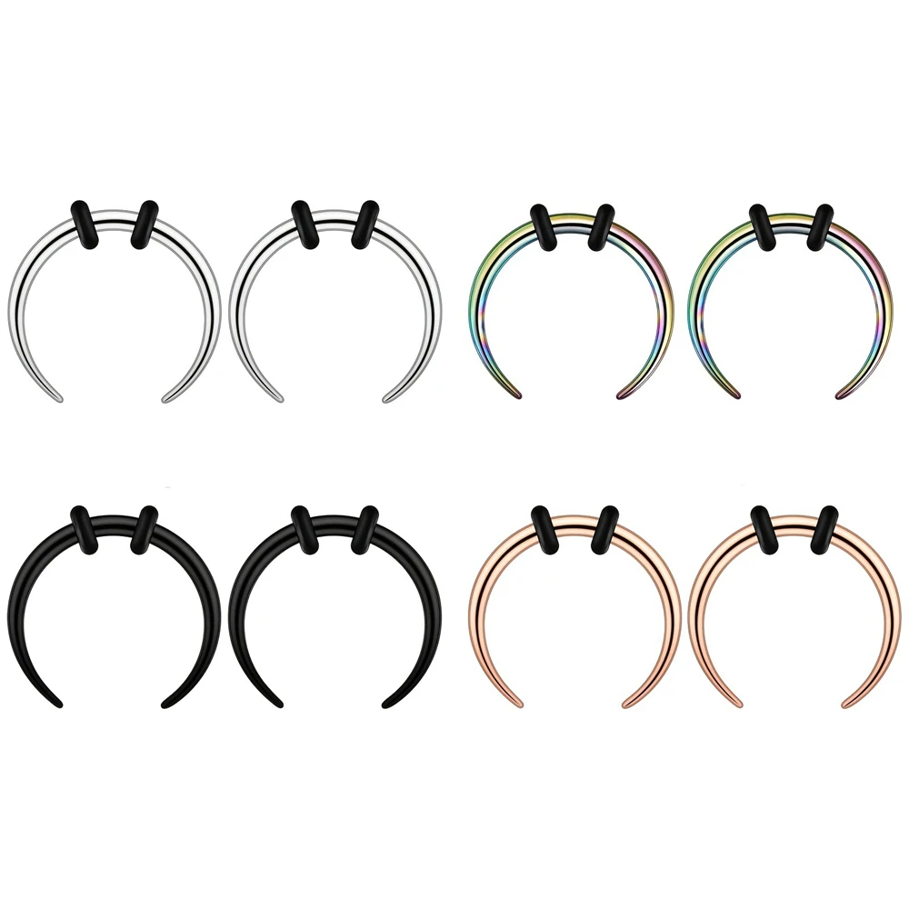 316L Surgical Steel Horn Shaped Round Tapered Nose Ring Septum Piercing Horseshoe Ear Cartilage Piercing Earrings Jewelry