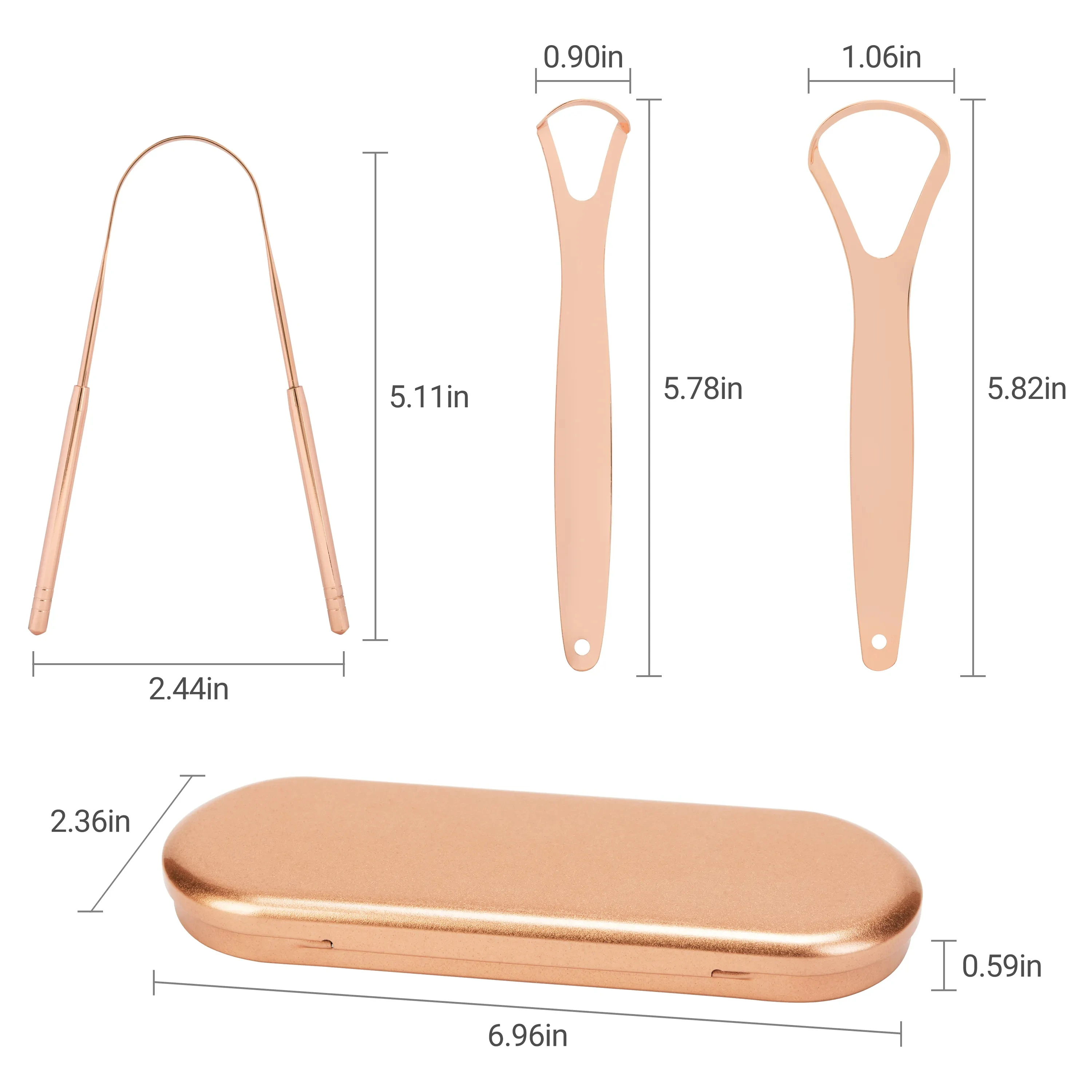 Free Samples Custom Oral Care Dental Tongue Cleaner Rose gold U Shape Stainless Steel Tongue Scraper For Adults Kids