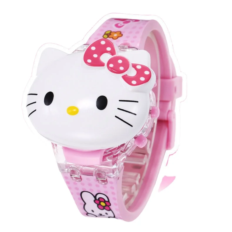 Часы детские электронные с мигающим светом, Мультяшные музыкальные светящиеся игрушки в стиле аниме, подарок на день рождения