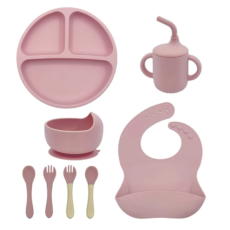 Hot Sell BPA-Free Protection Custom Baby Silicone Tableware Bowl Snack Cup Baby Silicone Bowl Led Weaning Supplies Feeding Set