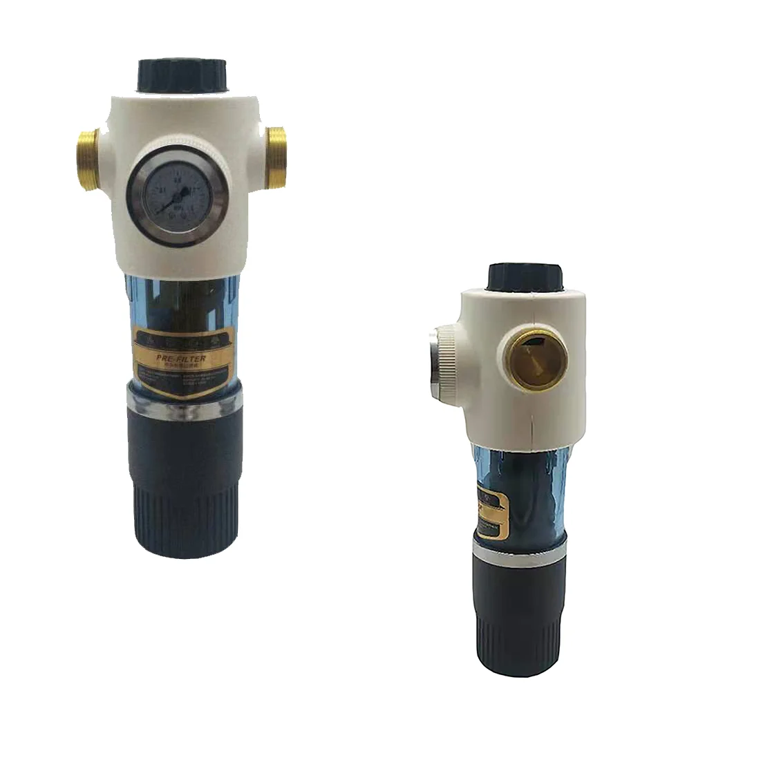 whole house brass 1800g Strainer Inline Water Filter with water pressure gauge