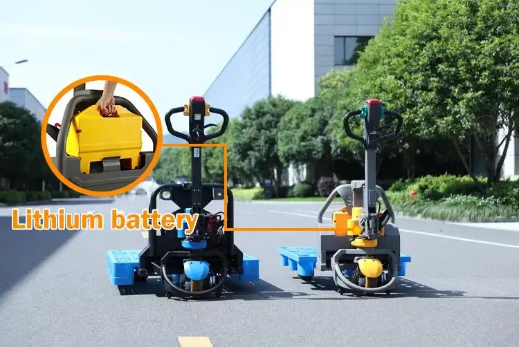 SATONG Multifunctional Handling 2ton 2000kg 4400lbs Hydraulic Full Electric Pallet Jack with Emergency Key Switch