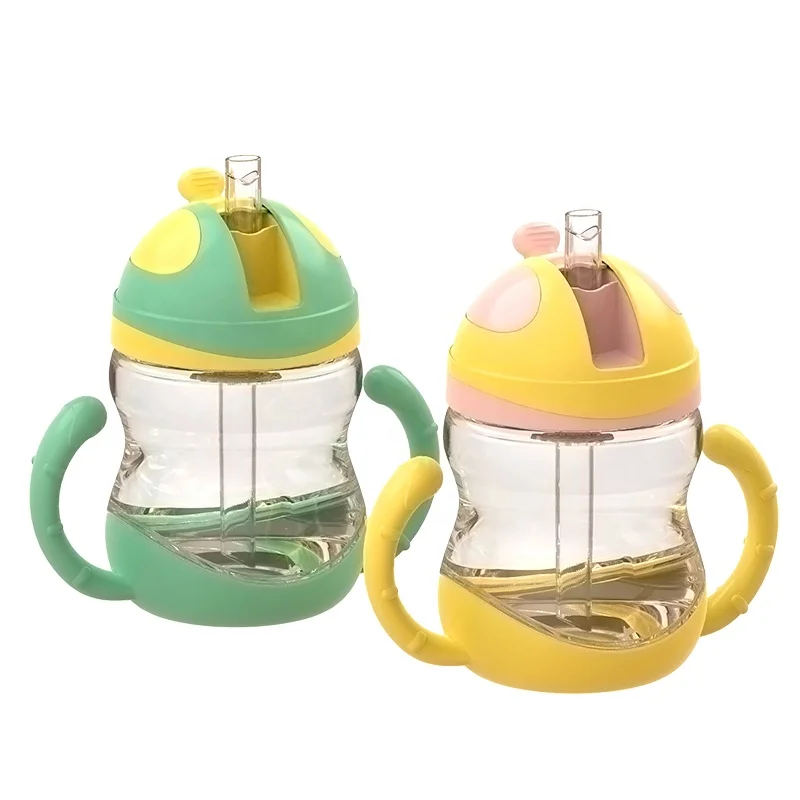 Hot selling OEM Factory 300ML baby water bottle baby training cup PP Plastic baby cup with handle