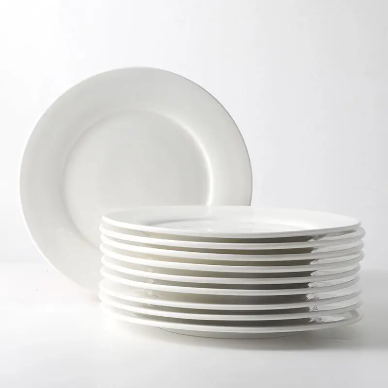 Wholesale Cheap Hotel Ceramic Plate For Restaurant Porcelain Dinner Plate Dishes Set China Ceramic Dinnerware Plate Set
