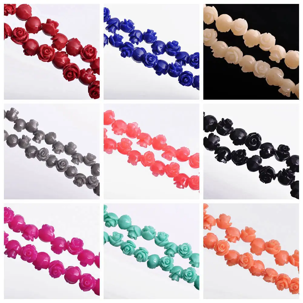 30pcs Flower Shape 8mm Artificial Coral Loose Spacer Beads Wholesale Lot for DIY Crafts Jewelry Making Findings