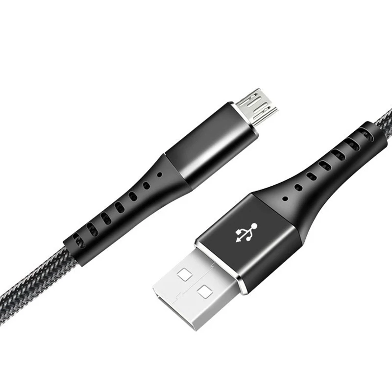
2.4A fast charger nylon braided data USB cable 1M mobile phone Fish Tail durable Cable Black PD 18W Type C Fast Charging 