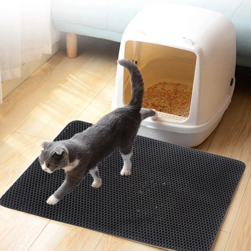 Cat Litter Mat Double Layer Waterproof Urine Proof Trapping Mat Easy to Clean Non-Slip Toilet Pad Cat Scratch Pad Large Foot Pad