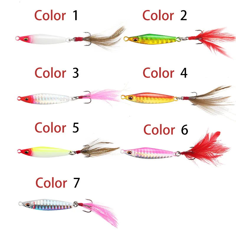 metal Mini Jig fishing lure feather tail jigging spinner metal jig lure pesca fishing tackle