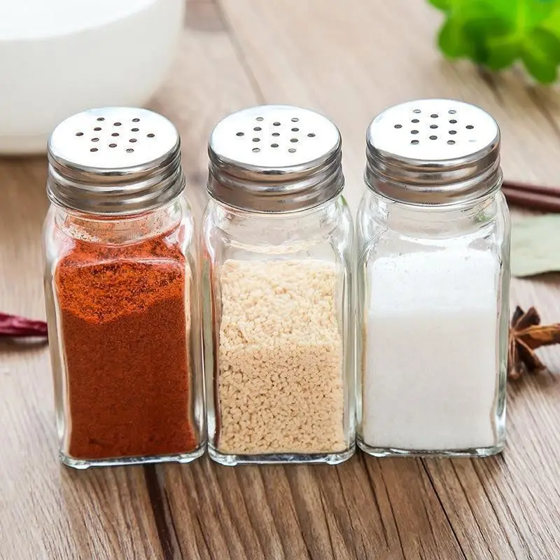 Hot Sale Transparent Kitchen 120Ml Glass Spice Salt Spice Jar Seasoning Bottle With Shake Aluminum lid refillable bottles