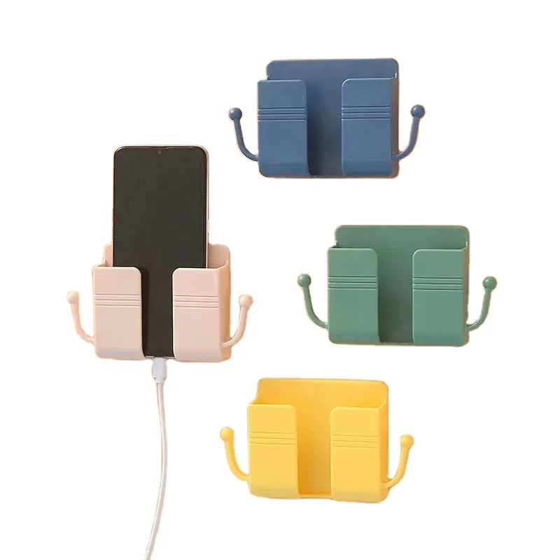 Wall Mounted Mobile Phone Plug Holder Phone Charging Stand Air Conditioner Remote Control Shower Storage Box