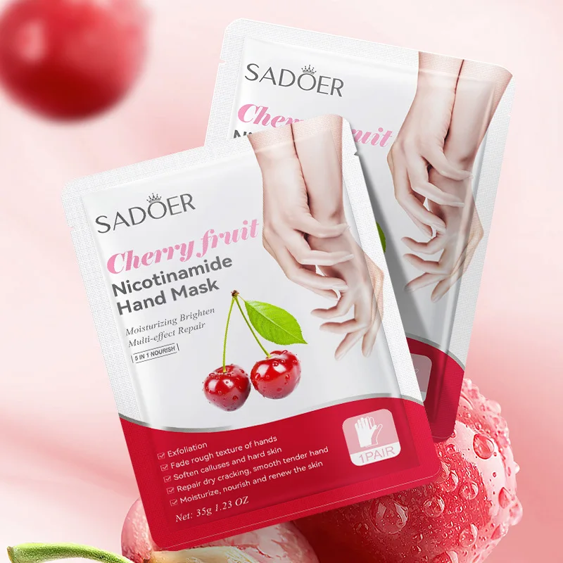 Herbal Skin Care Products Hand Care Gloves Moisturizing Nourishing Hand Foot Mask Cherry Nicotinamide Exfoliating Hand Mask
