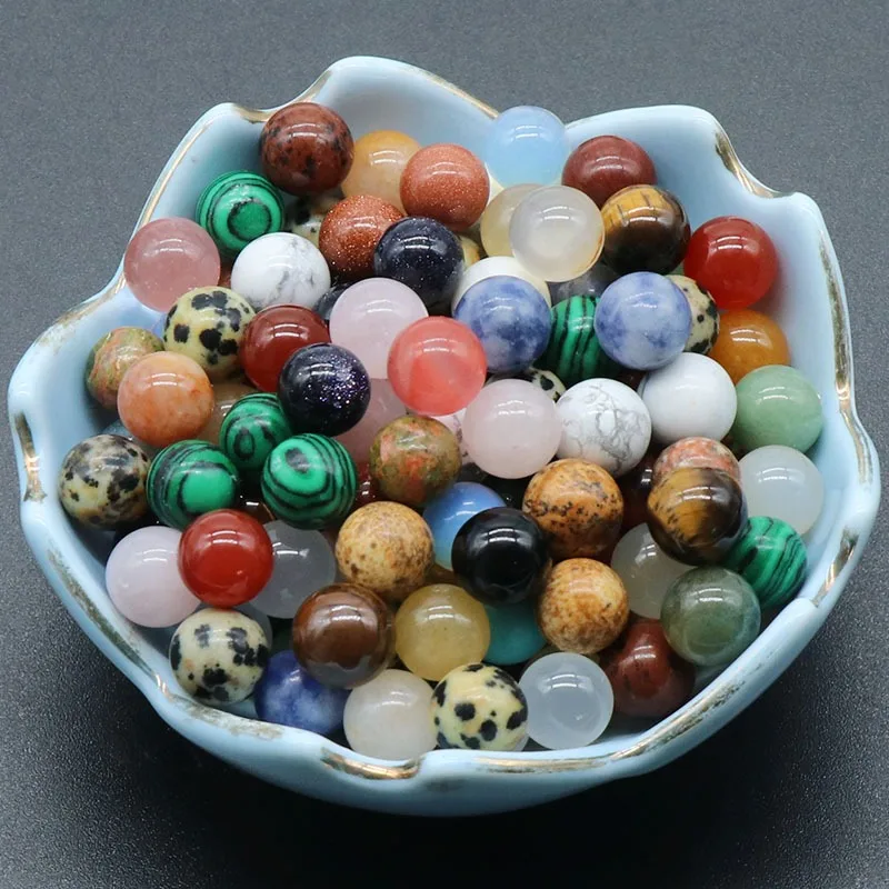 High Quality 8/10/12 mm Mini Sphere Undrilled Natural Healing Stone Beads Rose Quartz  Nonporous Beads for Jewellery Making