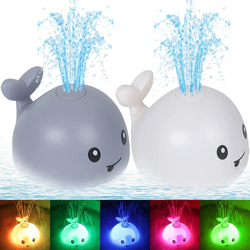 Creative cute Bath Toys Light Up Water Spraying Whale Squirt Toy LED Bathtub Shower Pool light Bathroom Toy for Baby
