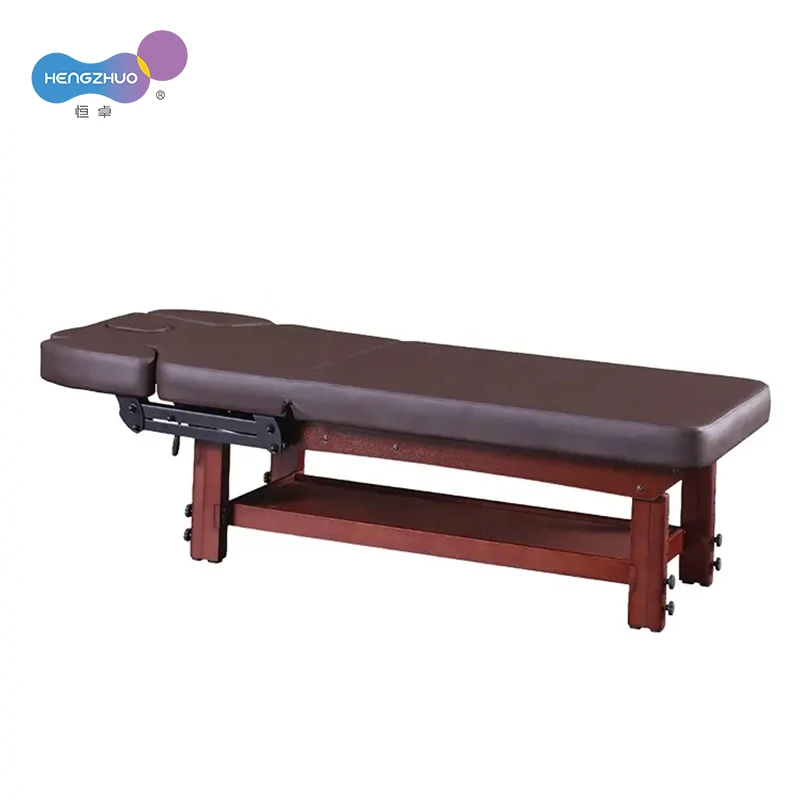 Manual Adjustment Salon Furniture Thai Spa Massage Bed Durable Wooden Customized Massage Table Modern Synthetic Leather