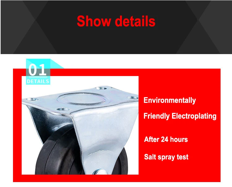 3 sizes castor Single wheel load-bearing 30/40/50 kg rubber castor wheels 2 inch threaded stem casters