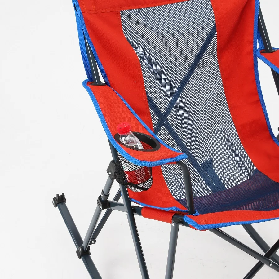Oversized Deluxe Comfortable Portable Outdoor Wear-resistant and Breathable Rocking Camping Folding Chair With Cup Holder
