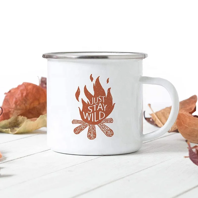 Wholesale 330ml  Vintage Souvenir Enamel Coffee Cup Custom Retro Enamel Cup Mug Sublimation