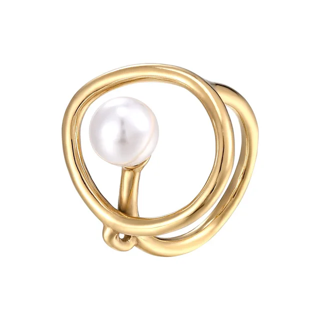 
Irregular design new arrival pearl wedding daily gifts girls designed gold plated jewelry ring 