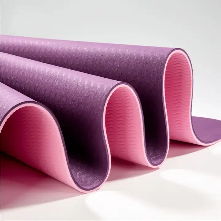 No-slip TPE Yoga Mat Manufacturer Eco-fridenly Yoga & Pilates 6mm OPP Bag Purple Pink Blue Red Black 183cm