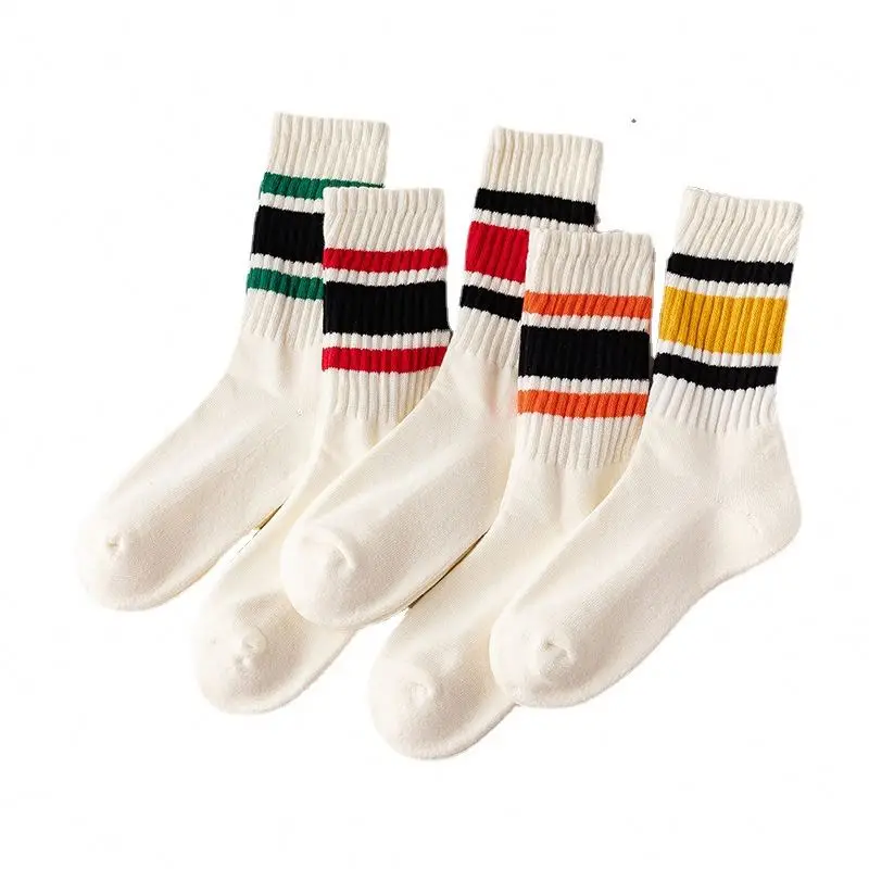 Wholesale Colorful Custom Team Socks Cotton Socks With Two Stripes
