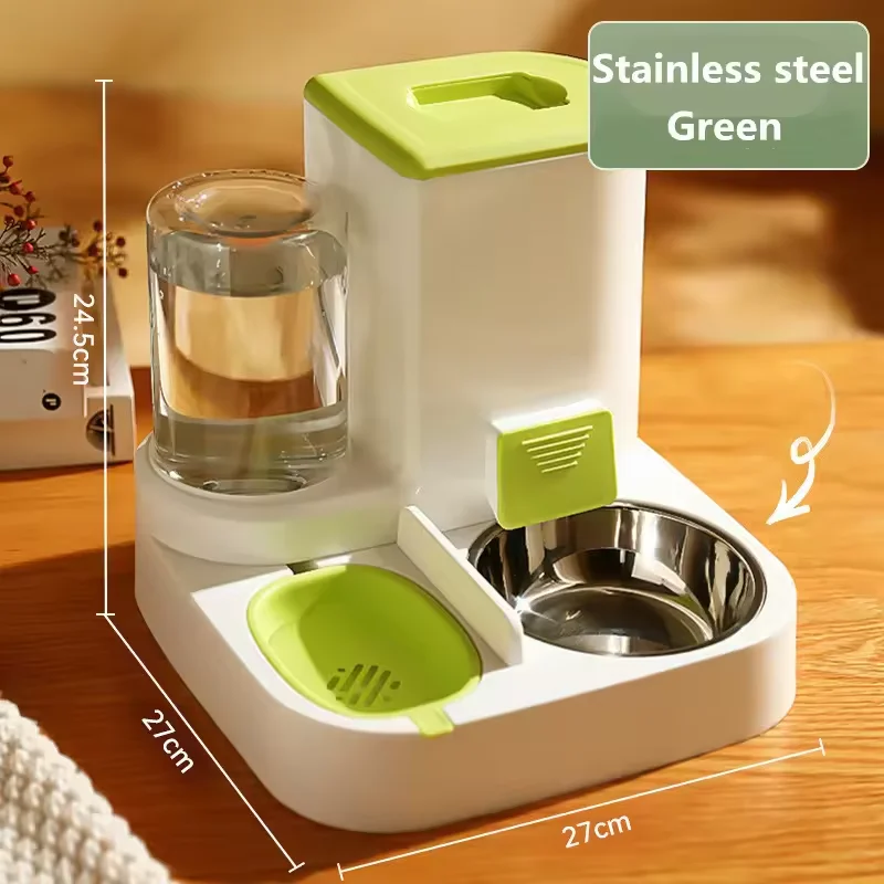 2 in 1 Automatic Pet Food & Water Dispenser Factory Wholesale Nonslip Dog Cat Bowls Plastic Drinking Fountain