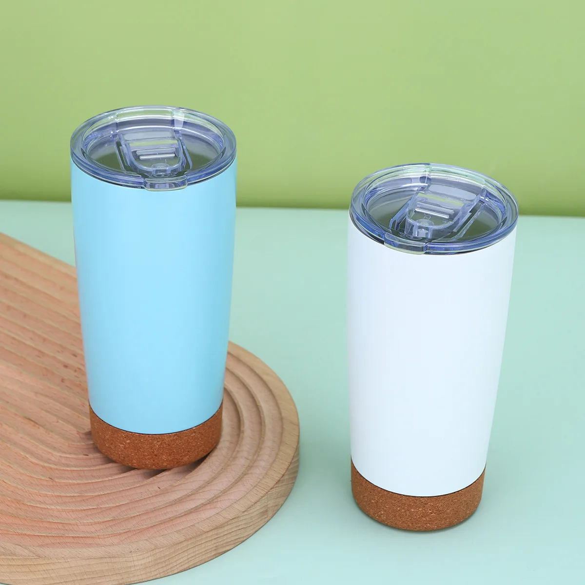 Double Wall Stainless Steel CoffeTherme al Mug Travel Tumbler with Cork Bottom & Lid for Coffee Tea Cold Drinks