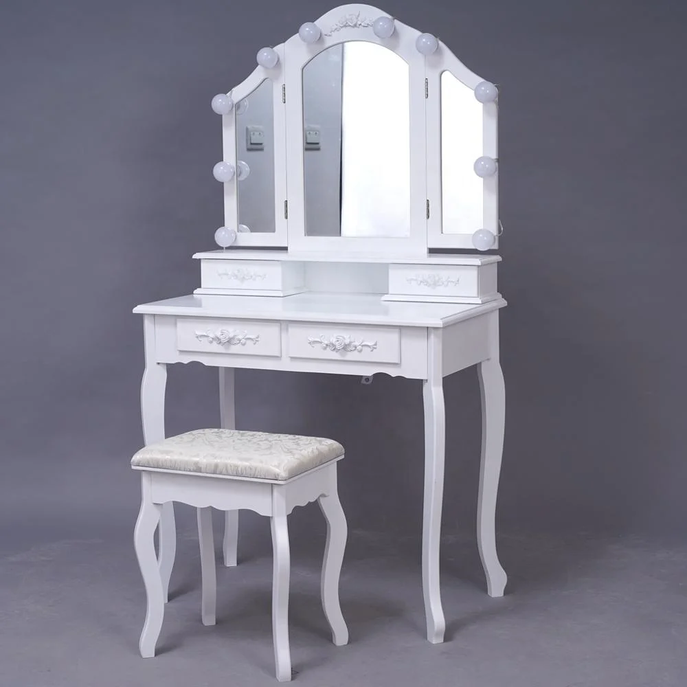 Bedroom Dressing Table Makeup Table Vanity Table With Lights and Mirror