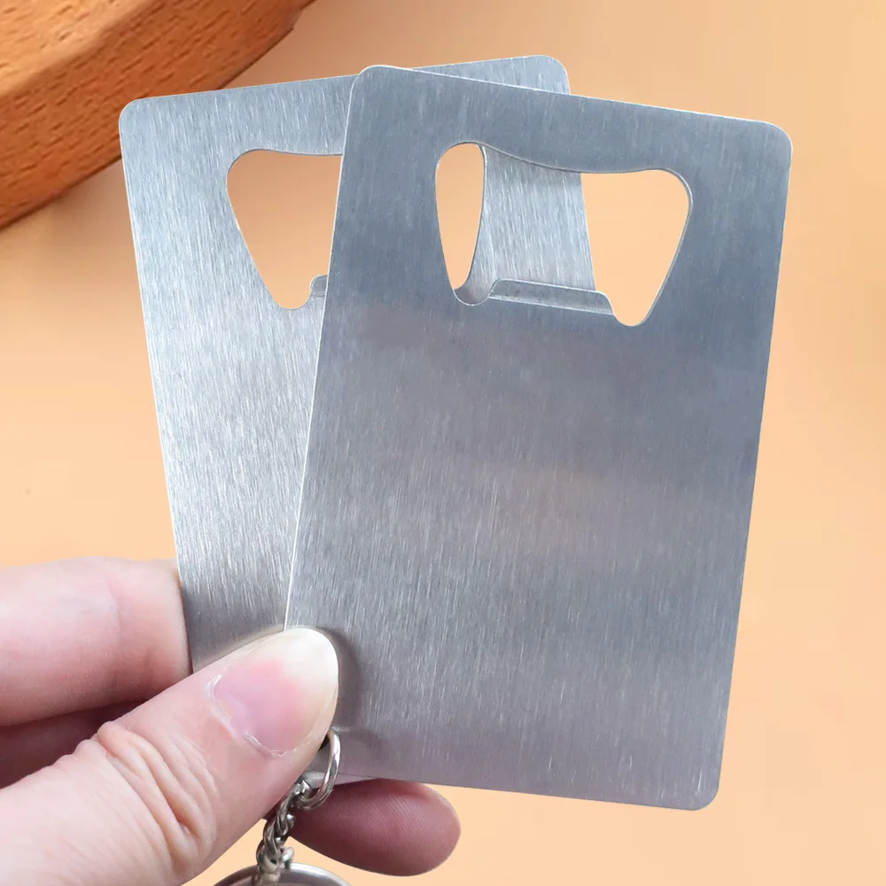Wholesale bulk blank card bottle opener sublimation custom engraved logo metal business credit card bottle opener