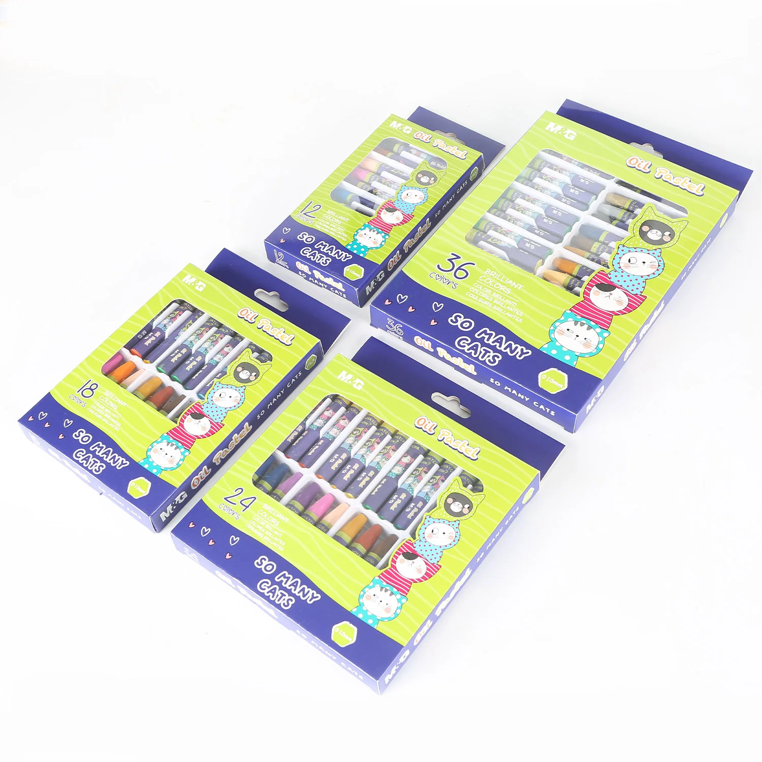 M&G So Many Cats Series Good Quality 12 Colors Hexagon Oil Pastel
