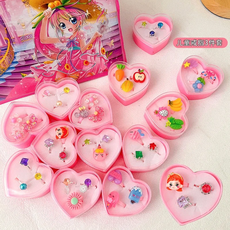 Cartoon Plastic Toy Girls Ring Toy Finger Rings Toy Popular Cheapest Hot Sell 12pcs Lovely Zinc Alloy Silver Plated Agate CN;ZHE