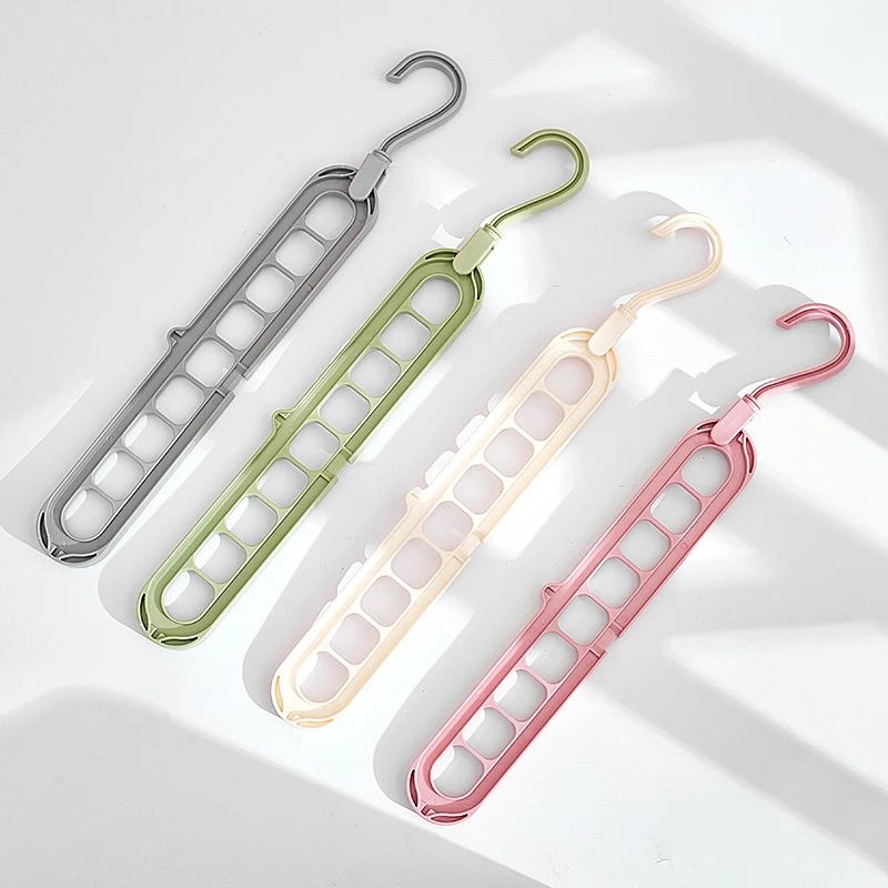 Colorful 9 Holes Multi-functional Plastic Magic Hanger Saving Space Master Household Rotating Wardrobe Storage Clothes Hangers