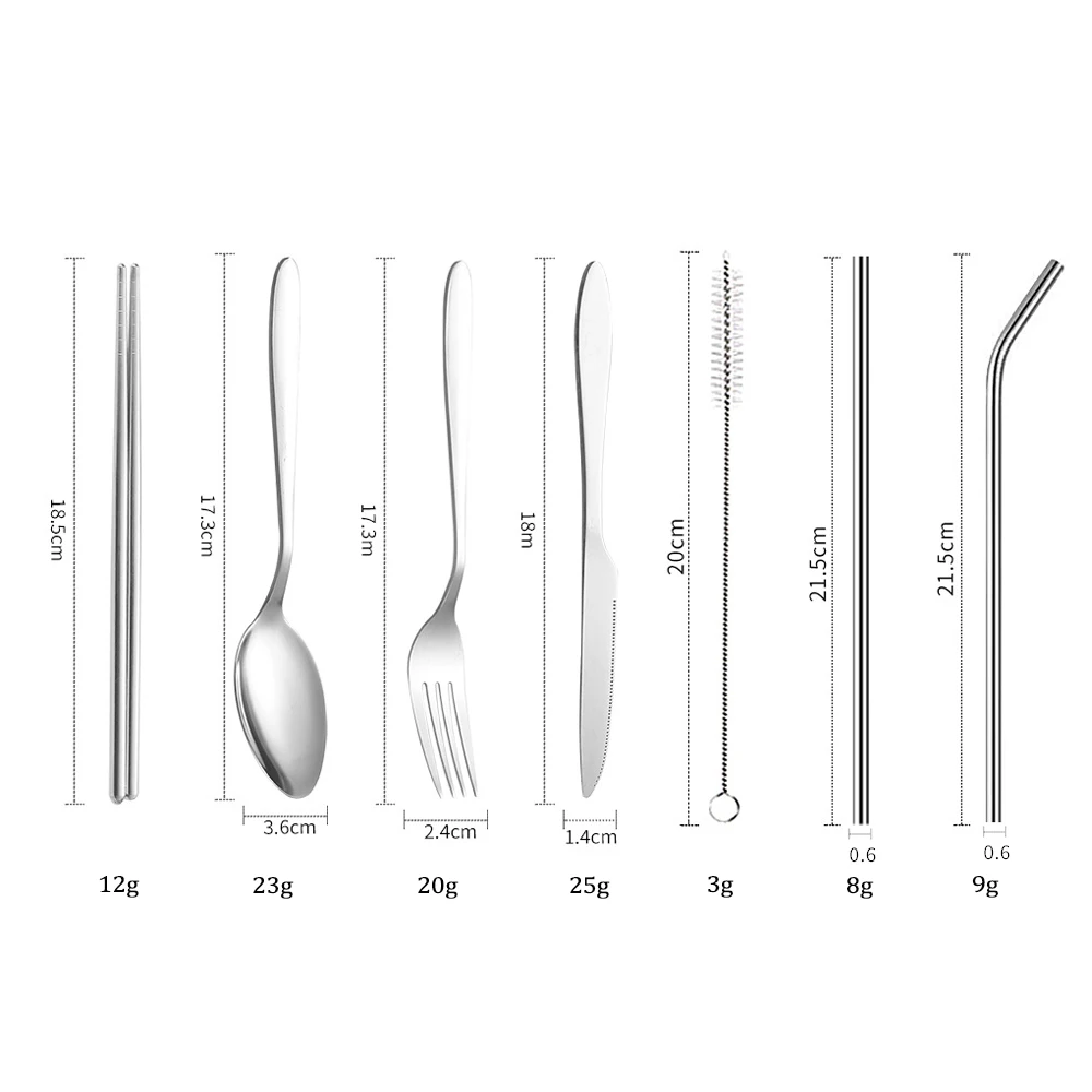 Titanium Knife Fork Spoon Chopsticks Stainless Steel Portable Flatware Set for Camping Picnic Office and School Lunch