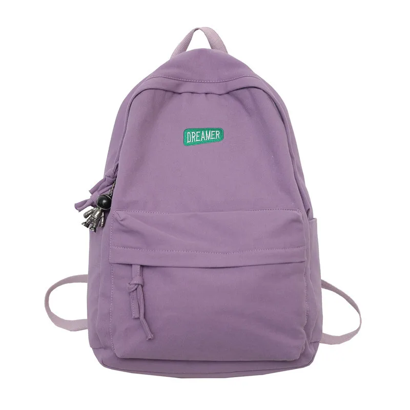 Simple solid color backpack for men and women Harajuku version of lovers campus outdoor