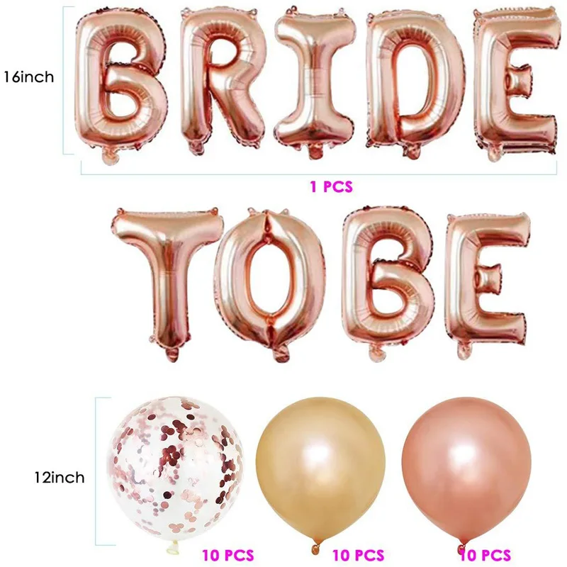 Bride To Be bachelorette party set Sash rose gold confetti Latex foil Balloons tablecover foil  tinel fringe curtain background