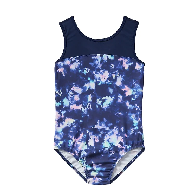 Various Style Dance Performance Sublimated Printed Ballet Wear Blue Mesh Leotard