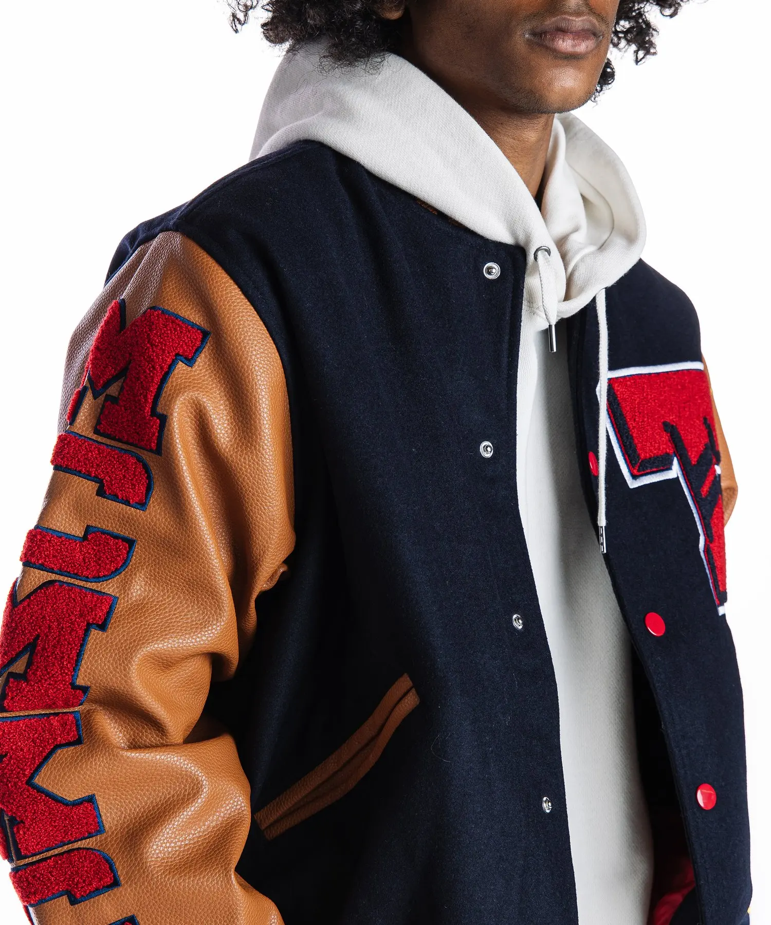 Custom Baseball Jacket Letterman Patches Embroidery Leather Sleeve Sport Letterman Bomber Jacket Men Varsity Jacket