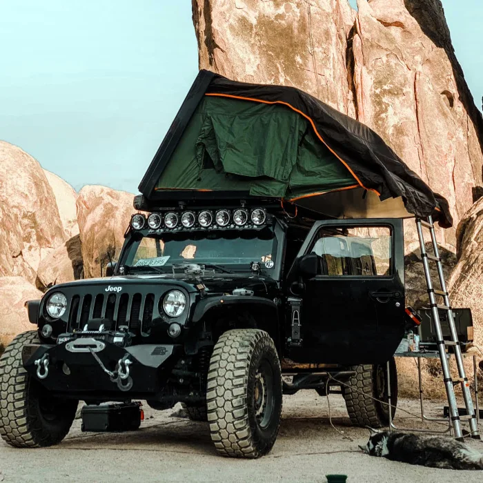 Car hardtop tent ABS shell semi-automatic side opening 3-4 person roof tent car off-road camping equipment