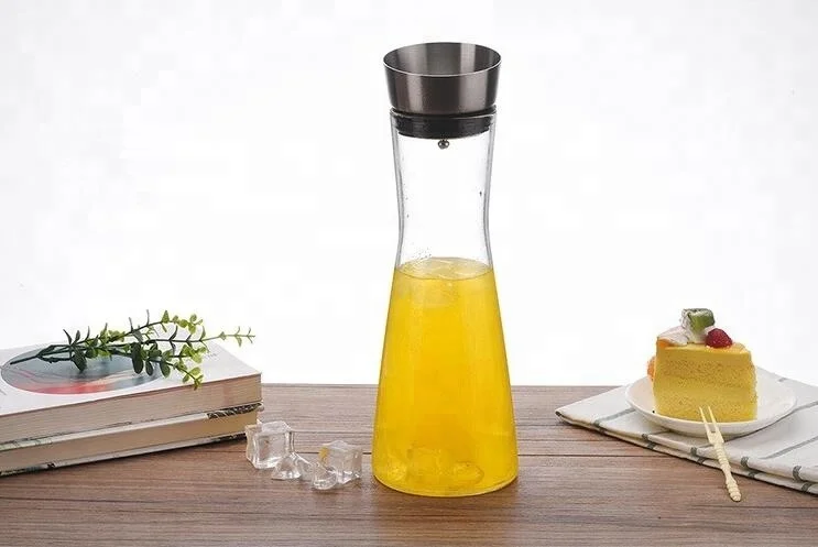 Glass Water Carafe With Lid And Protective Pour Drip Spout 1L Fridge Water Pitcher Bottle Dispenser carafe