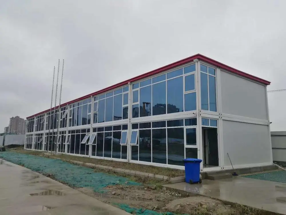 Knockdown Container Modular Office Building with Glass Wall Prefabricated 20 40 Feet Ft Container House Galvanized Steel CN;JIA