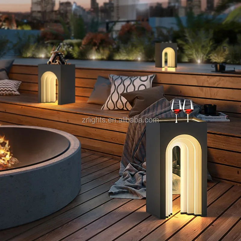 Hot Sale solar LED Stainless Steel Pillar Light Decoration Lamps Garden Light USB Charger Rechargeable Portable Table Lamp