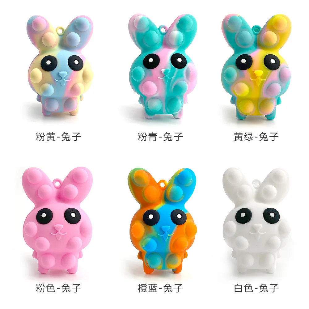 Easter Bunny Stress Ball Fidget Toy silicone Rabbit Push  Bubble Squishy Ball Squeeze Sensory Toy for kids
