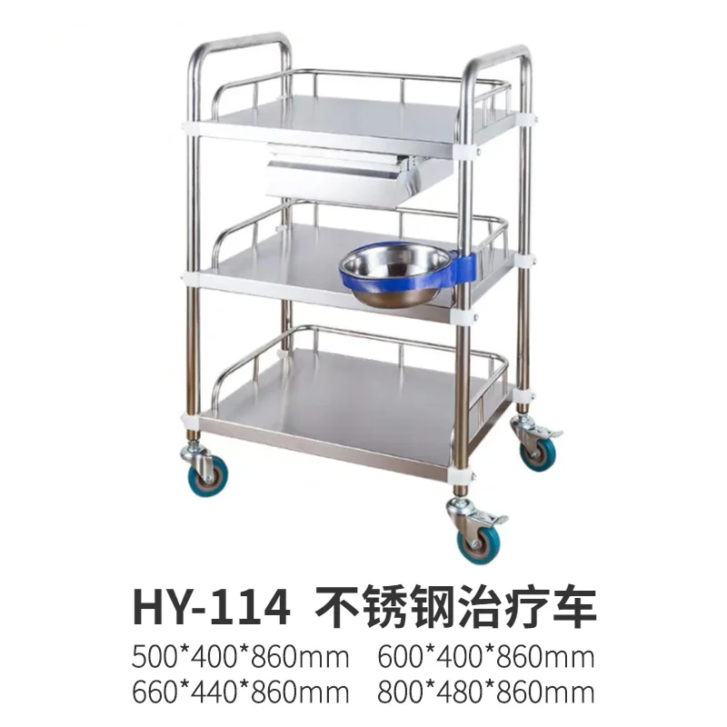 Wholesale Stainless steel hospital dressing trolley Clinic Medical Emergency Treatment Cart Trolley with drawers